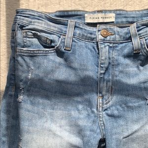 Ankle cut semi flare blue denim jeans